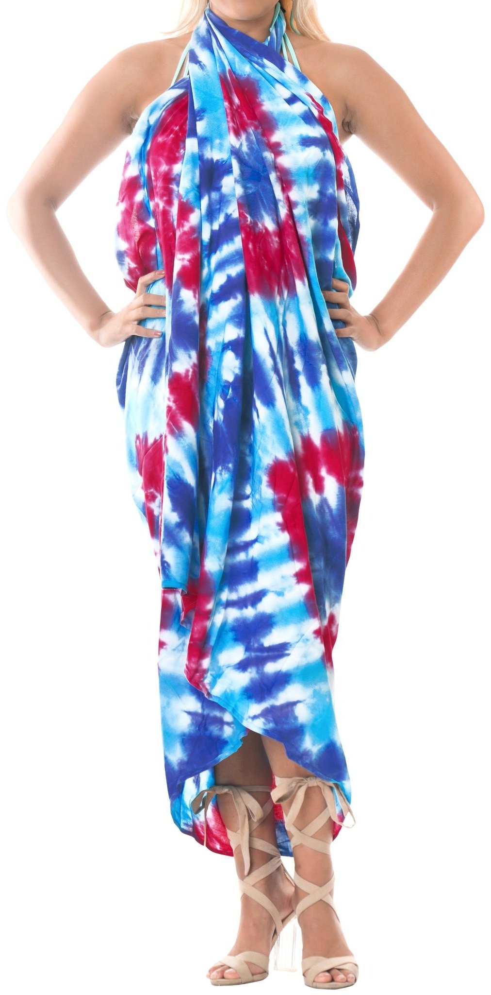 Latest Design Tie DYE Pareo Beach Dress 100% Rayon Sarong Bikini Swimwear Coverup For Women Adults Swimming Bikini Support OEM