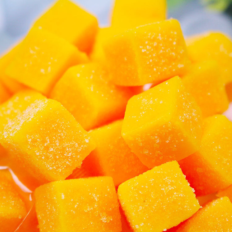 Hot Sale Fresh Real Mango Candy Gummy Jelly Drops Manufactory Bag Packaging Cube Fruit Candy Sweet Toy Candy From China