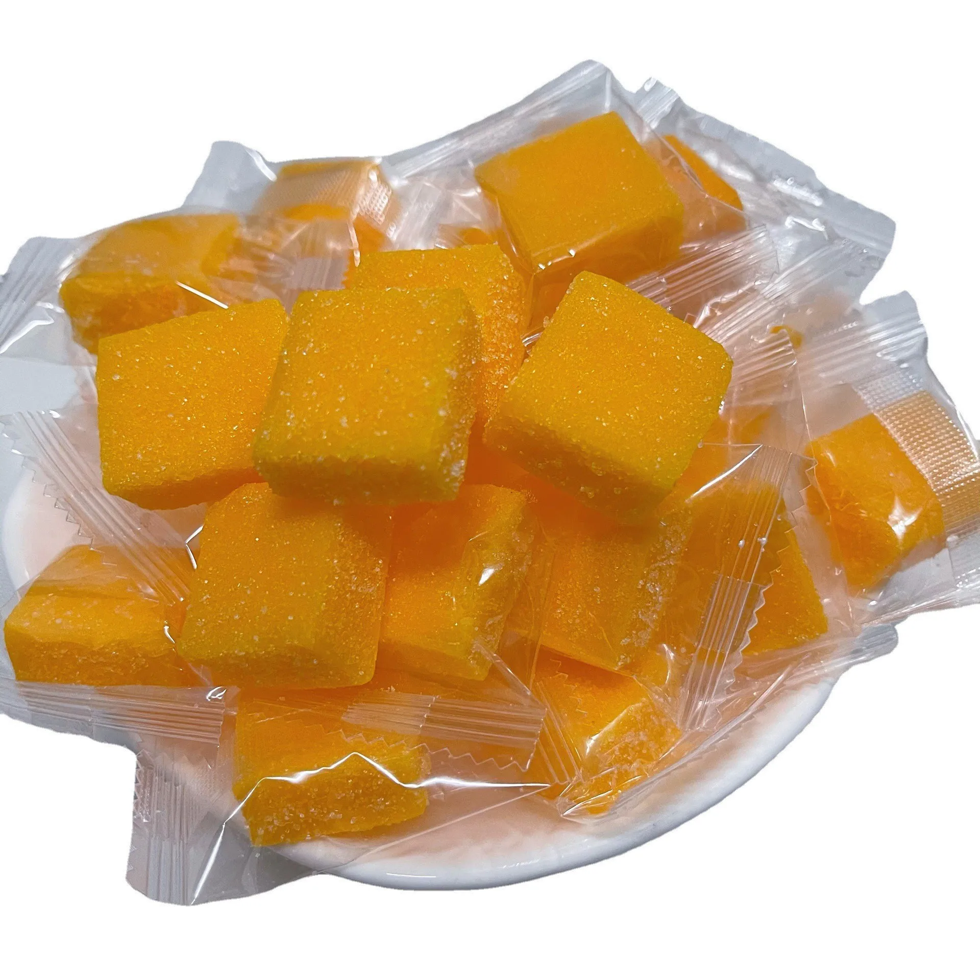 Hot Sale Fresh Real Mango Candy Gummy Jelly Drops Manufactory Bag Packaging Cube Fruit Candy Sweet Toy Candy From China