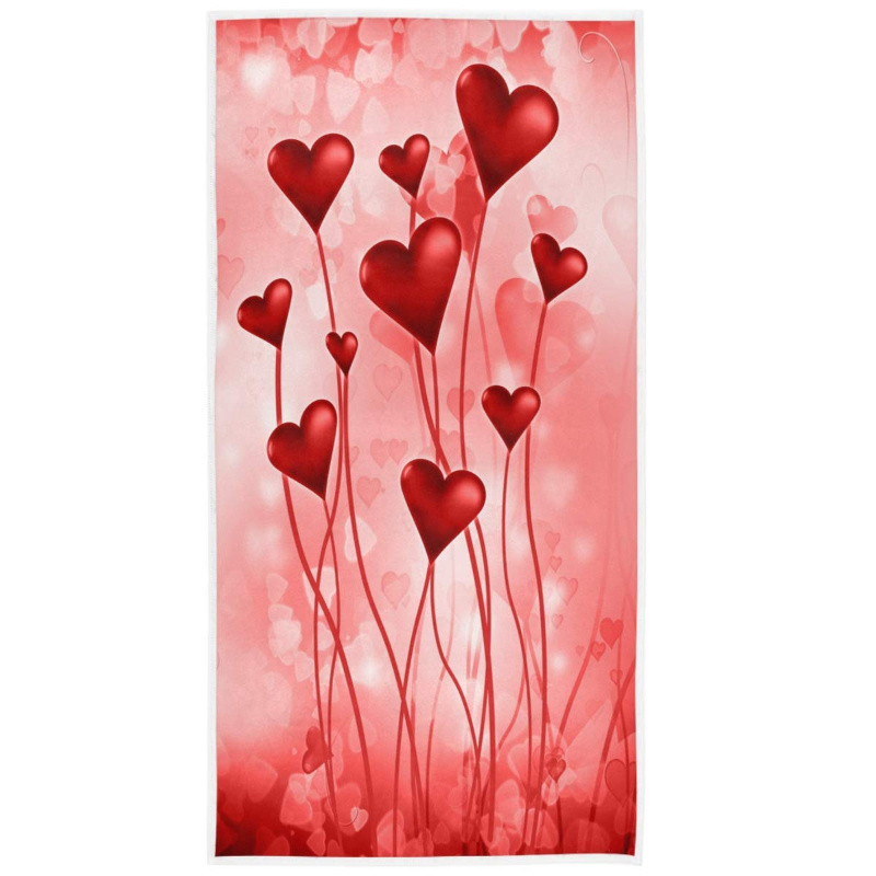 Red Pink Valentine's Day Romantic Love Heart Beach Towel Fashion Swimming Blankets Kids Adults Bath Towel Soft Quick Dry Towel