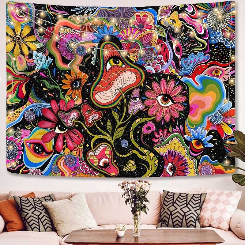 Fairytale Dreamy Mushroom Tapestry Psychedelic 3D Carpet Bohemian Home Decor Witchcraft Hippie Room Decor Wall Tapestries