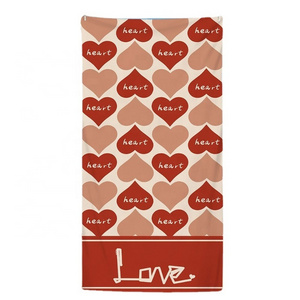 Love Pattern Beach Towel Super Absorbent Lightweight Bath Towel Blanket for Travel Swim Camping Romantic Valentine's Day Gifts