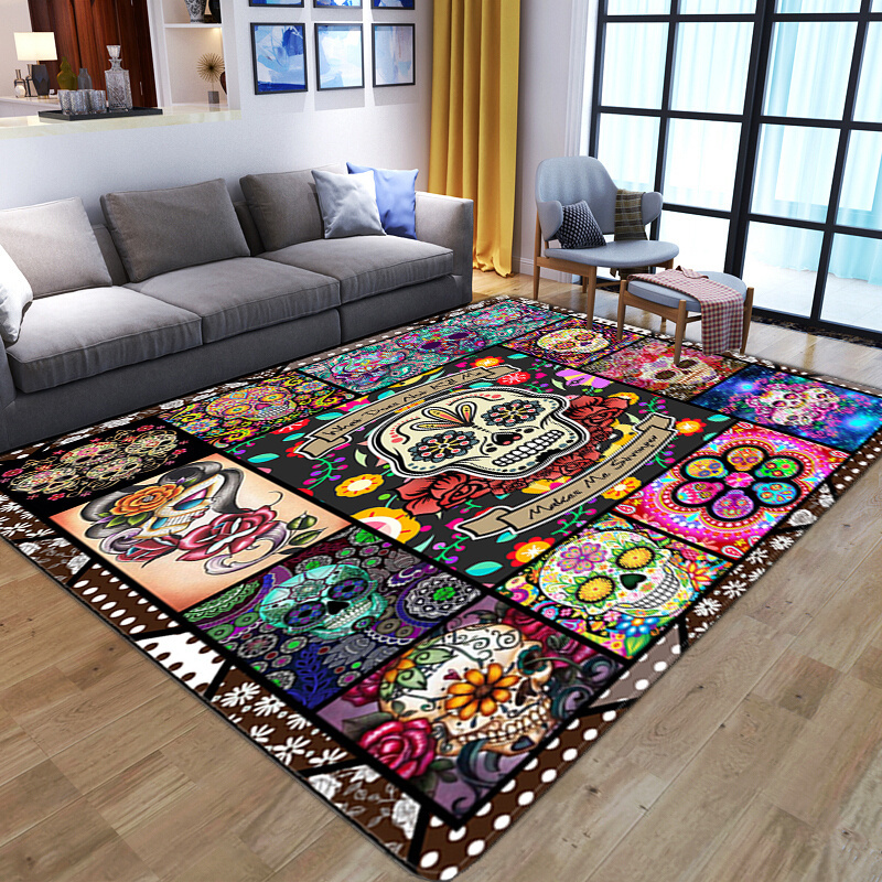 Creative New Skeleton Print Carpet Hippie Room Decoration Bedroom Living Room Children's Room Non-slip Floor Mat