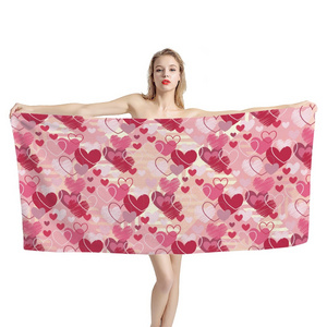 Red Pink Valentine's Day Romantic Love Heart Beach Towel Fashion Swimming Blankets Kids Adults Bath Towel Soft Quick Dry Towel