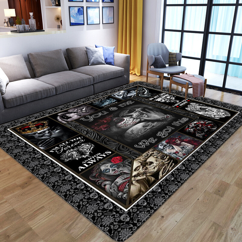 Creative New Skeleton Print Carpet Hippie Room Decoration Bedroom Living Room Children's Room Non-slip Floor Mat