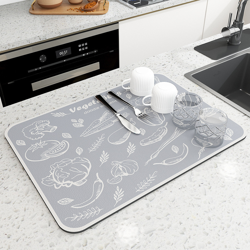 Kitchen carpet Super Absorbent Mat Coffee Dish Draining Mat Drying Mat Quick Dry Bathroom Drain Pad  Faucet Placemat