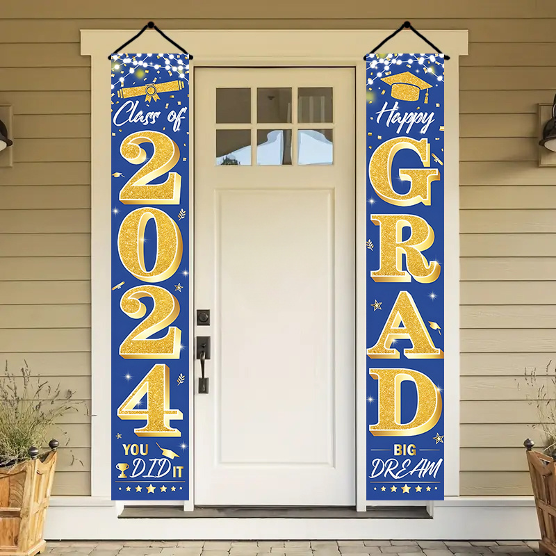 2024 Congrats Grad Banner Graduation for High School College Graduation Party Supplies Indoor Outdoor Graduation Decorations