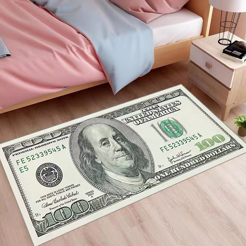 1pc Dollar Bill Long Runner Rug For Hallway Hundred Dollar Bills USA Money Vintage Hundred Dollar Rug Non-Slip Floor Carpet