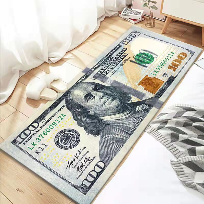 1pc Dollar Bill Long Runner Rug For Hallway Hundred Dollar Bills USA Money Vintage Hundred Dollar Rug Non-Slip Floor Carpet