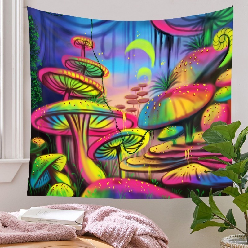 Fairytale Dreamy Mushroom Tapestry Psychedelic 3D Carpet Bohemian Home Decor Witchcraft Hippie Room Decor Wall Tapestries