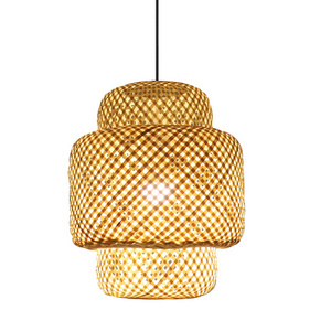 Rattan Bamboo Woven Pendant Light Wicker Light Fixtures Hanging Basket Chandelier for Bedroom Dining Kitchen Living Room