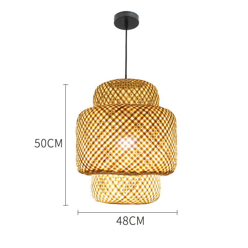 Rattan Bamboo Woven Pendant Light Wicker Light Fixtures Hanging Basket Chandelier for Bedroom Dining Kitchen Living Room