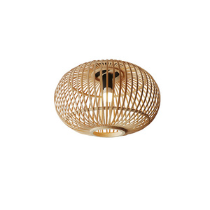 Vintage Bamboo Lantern Lighting Natural Minimalist Basket Pendant Light Shade Rustic Interior Flush Mount Light Fixtures