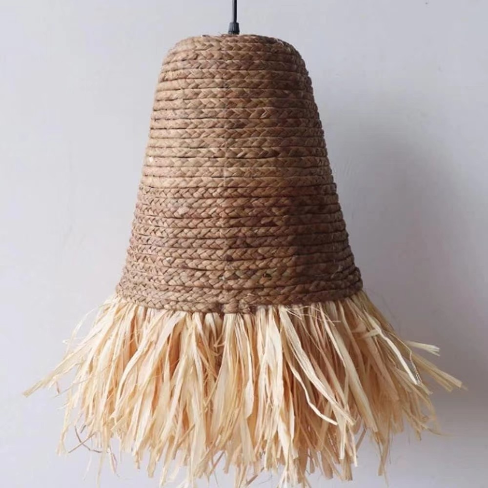 Creative Chandeliers Wicker Rattan Grass Single Light Pendant Lighting  Farmhouse Chandelier for Hallway Kitchen Dining Room