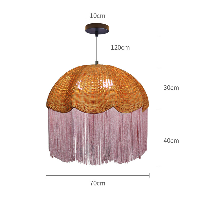 vintage hemp rope tassel pendant lamp bohemian cre handmade wicker hanging lamps rattan pendant light for restaurant