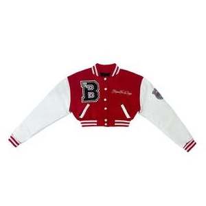 High Quality Custom Wool Body Leather Sleeves Letterman Jacket with Chenille Embroidery women crop varsity jackets