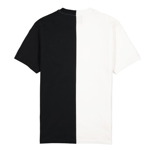 Wholesale Custom Mens Split Two Tone Color Half Black Half White T Shirt