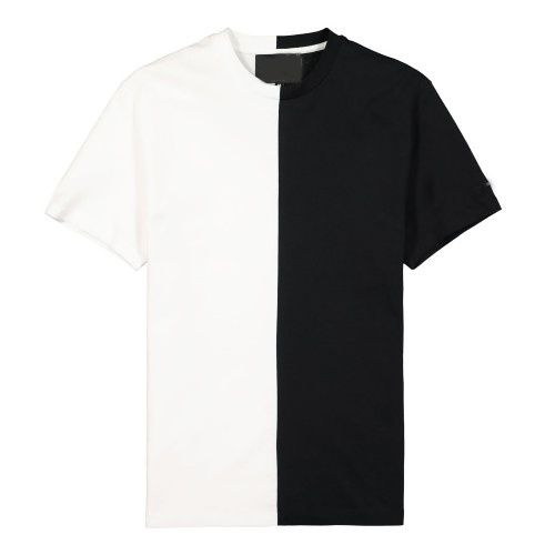 Wholesale Custom Mens Split Two Tone Color Half Black Half White T Shirt