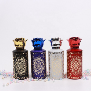 Colorful Empty Car Air Freshener Bottle 50ml Car Perfume Diffuser Empty Foil Stamped Glass Spray Bottle with Flower Cap