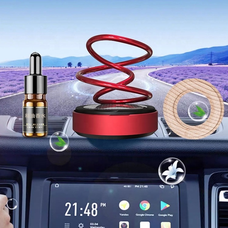 New Design Double Ring Solar Powered Car Air Freshener Liquid Cologne Diffuser with Box Packaging for Dashboard Placement