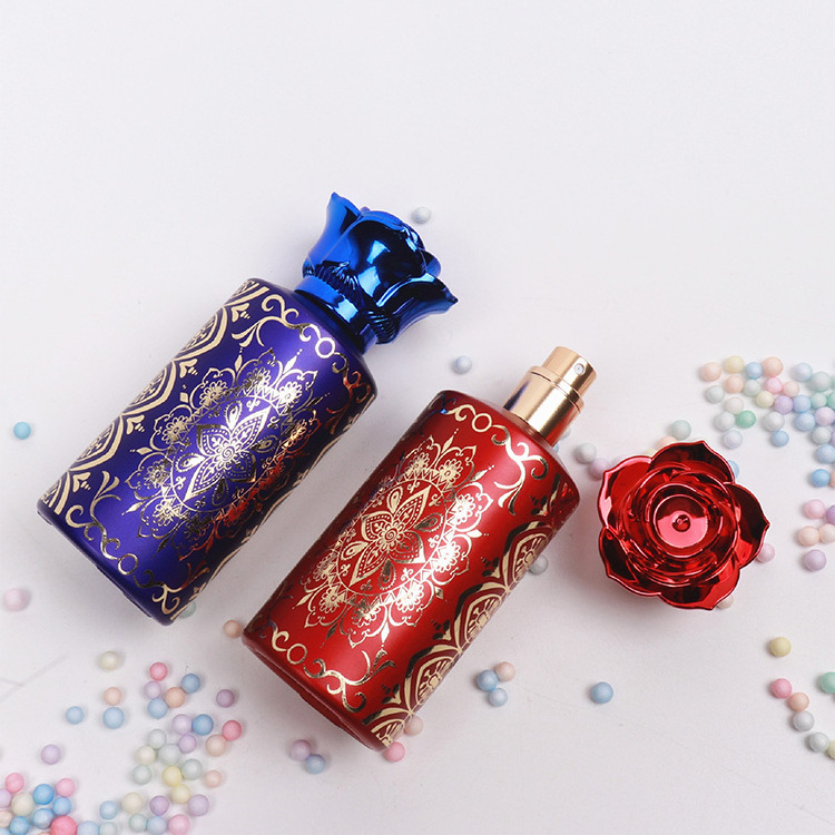 Colorful Empty Car Air Freshener Bottle 50ml Car Perfume Diffuser Empty Foil Stamped Glass Spray Bottle with Flower Cap