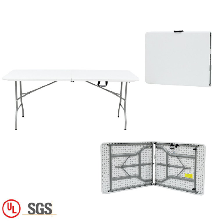 Heavy duty camping folding table outdoor rectangle 6ft plastic foldable tables for events