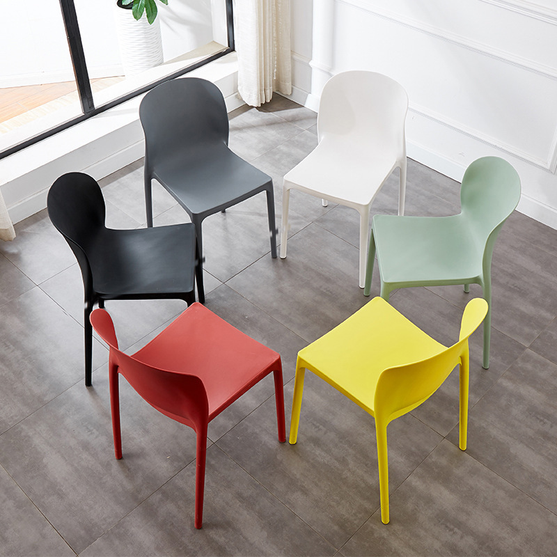 Modern minimalist home dining chair plastic dining table chair milk tea shop thick back chair