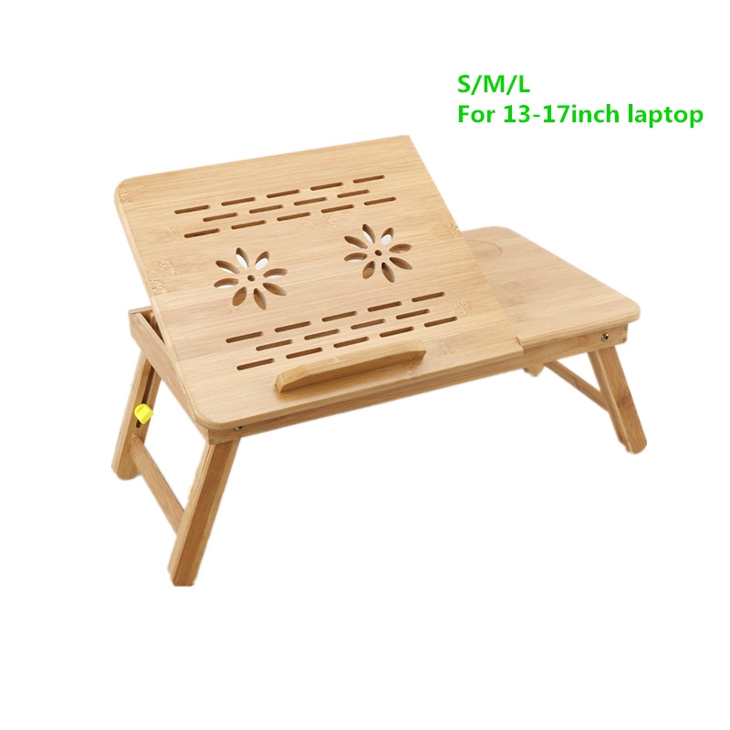 Best choose small laptop study desk removable adjustable folding bamboo wooden laptop bed table