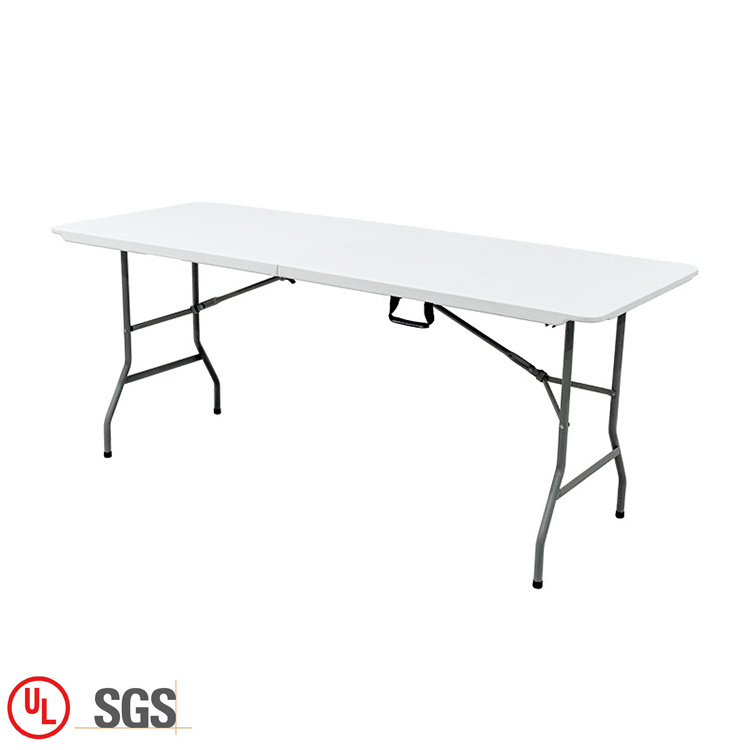 Heavy duty camping folding table outdoor rectangle 6ft plastic foldable tables for events