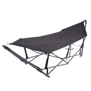 Collapsible Foldable Camping Hammock Chair with Stand and Mesh Fabric Pocket with Cup Holder