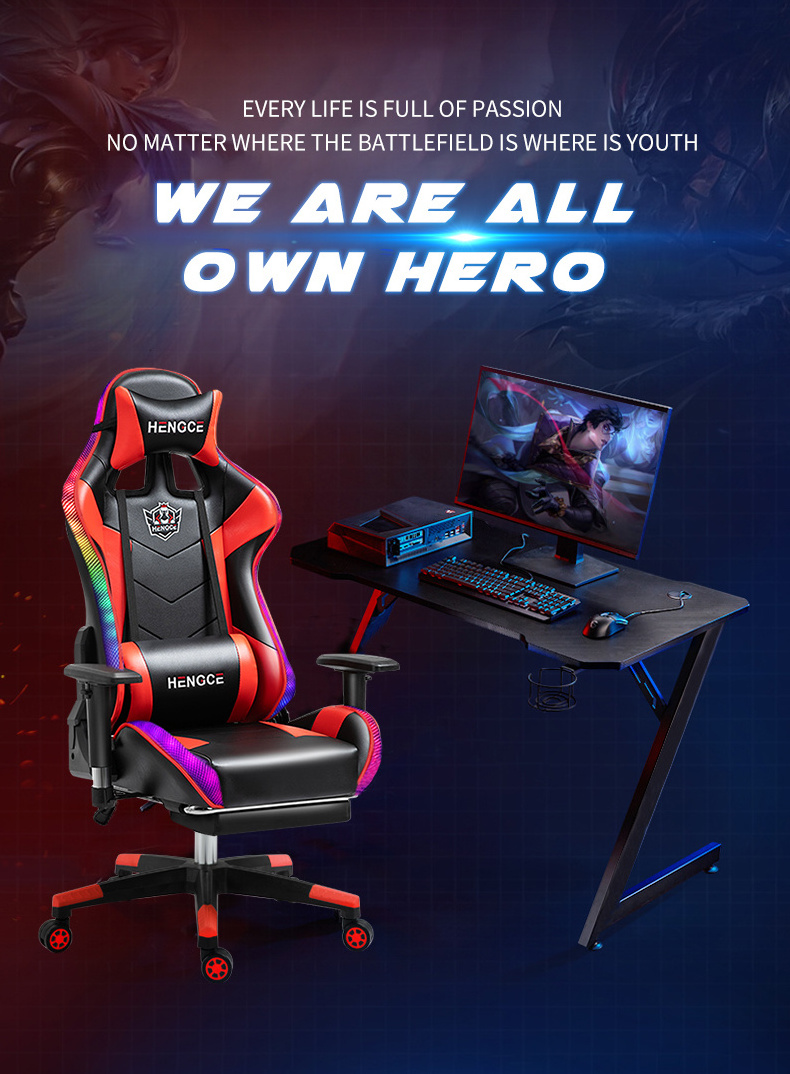 Cheap E-Sport DDP PU Leather Computer PC Game Chair Silla Gamer Led RGB Racing Massage Gaming Chair With Lights And Speakers