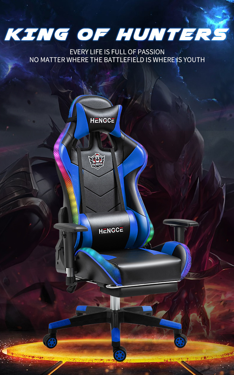 Cheap E-Sport DDP PU Leather Computer PC Game Chair Silla Gamer Led RGB Racing Massage Gaming Chair With Lights And Speakers