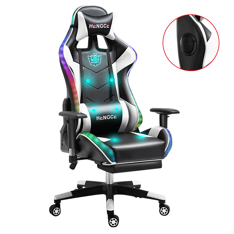 Cheap E-Sport DDP PU Leather Computer PC Game Chair Silla Gamer Led RGB Racing Massage Gaming Chair With Lights And Speakers