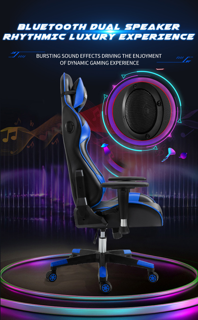 Cheap E-Sport DDP PU Leather Computer PC Game Chair Silla Gamer Led RGB Racing Massage Gaming Chair With Lights And Speakers