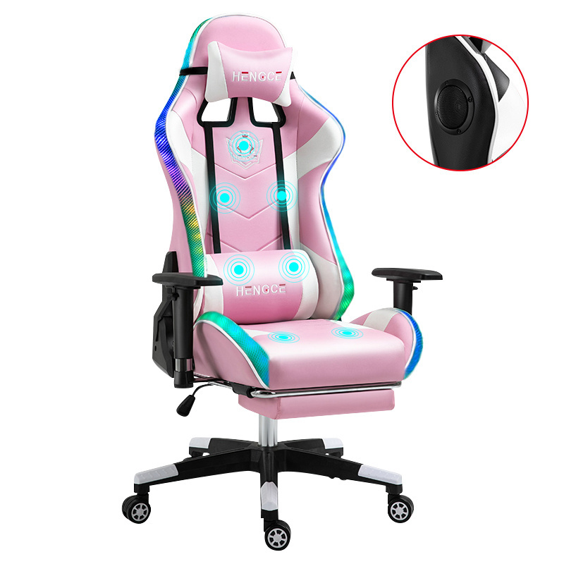 Cheap E-Sport DDP PU Leather Computer PC Game Chair Silla Gamer Led RGB Racing Massage Gaming Chair With Lights And Speakers