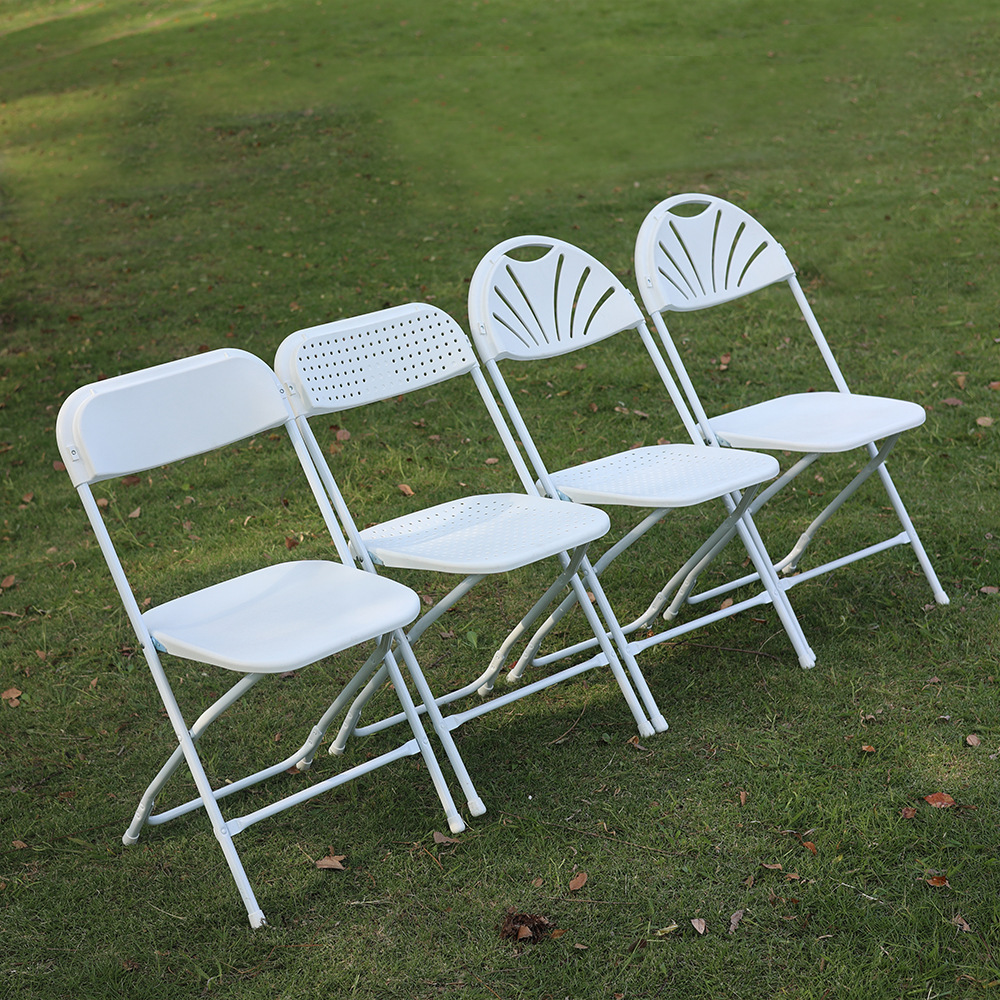 Wholesale Cheap Outdoor Wedding Party Stackable Steel Pipe Plastic White Folding Chair For Events