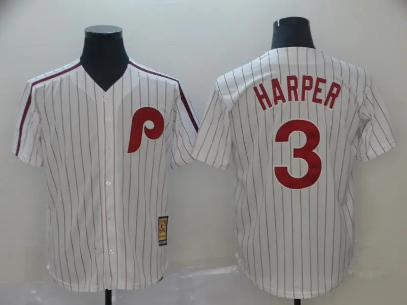 Men's Philadelphia Phillie 3 Bryce Harper High Quality Shirts Uniforms Stitched Sublimation Embroidery Baseball Jersey