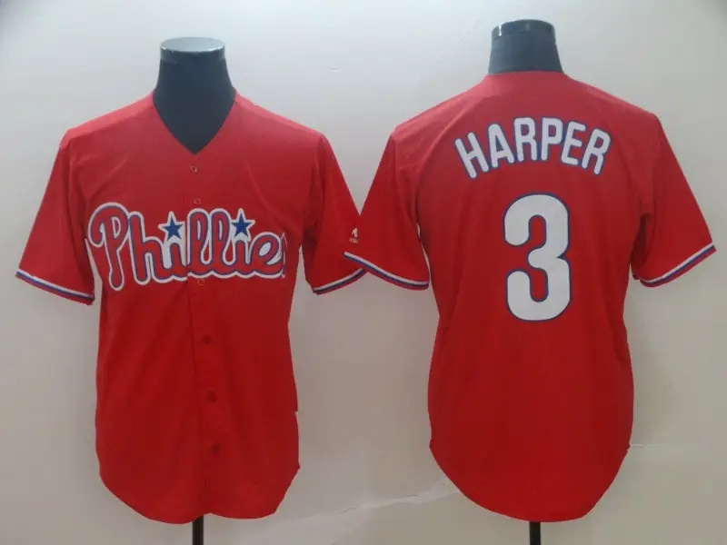 Men's Philadelphia Phillie 3 Bryce Harper High Quality Shirts Uniforms Stitched Sublimation Embroidery Baseball Jersey