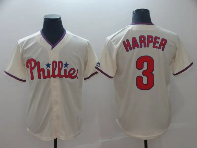 Men's Philadelphia Phillie 3 Bryce Harper High Quality Shirts Uniforms Stitched Sublimation Embroidery Baseball Jersey