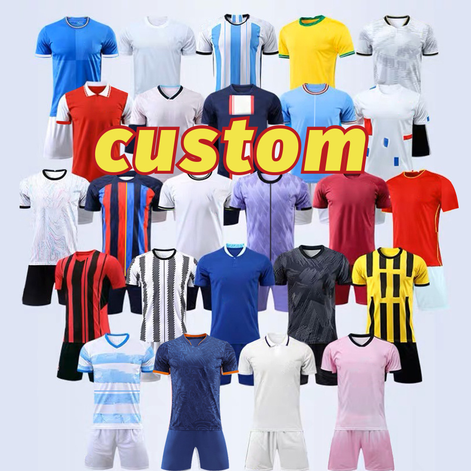 Custom Men Football Jersey Training Club Quick Dry Original Blue Football Wear Soccer Club Uniforms Wholesale Soccer Jerseys Set