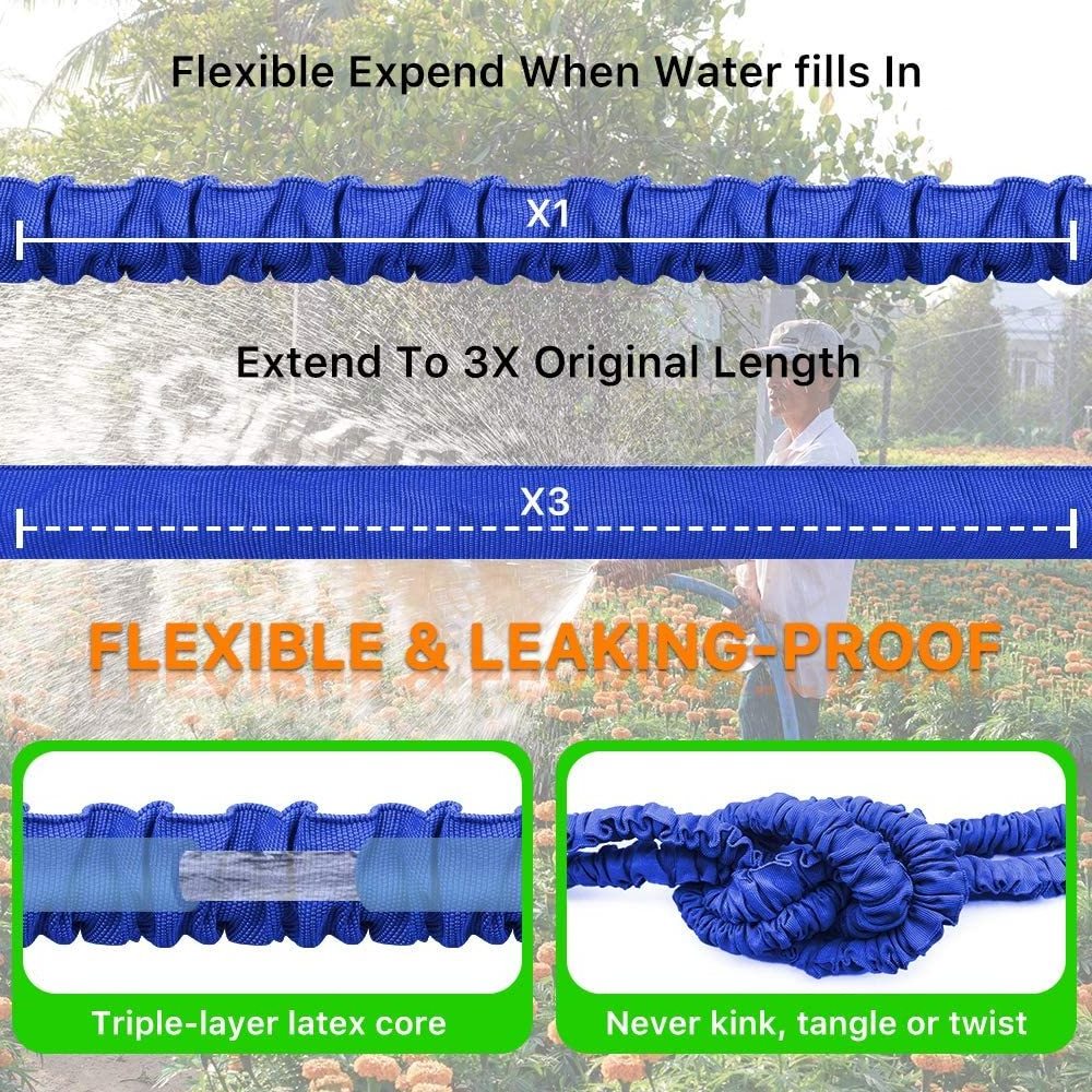 2021 new 25 50 75 100ft Expandable Magic Flexible Garden Hose To Watering With Spray Gun Garden Car Water Pipe Hoses Watering