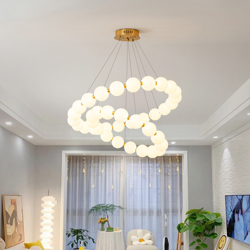 Modern light luxury ring LED pendant light is suitable for bedroom living room chandelier