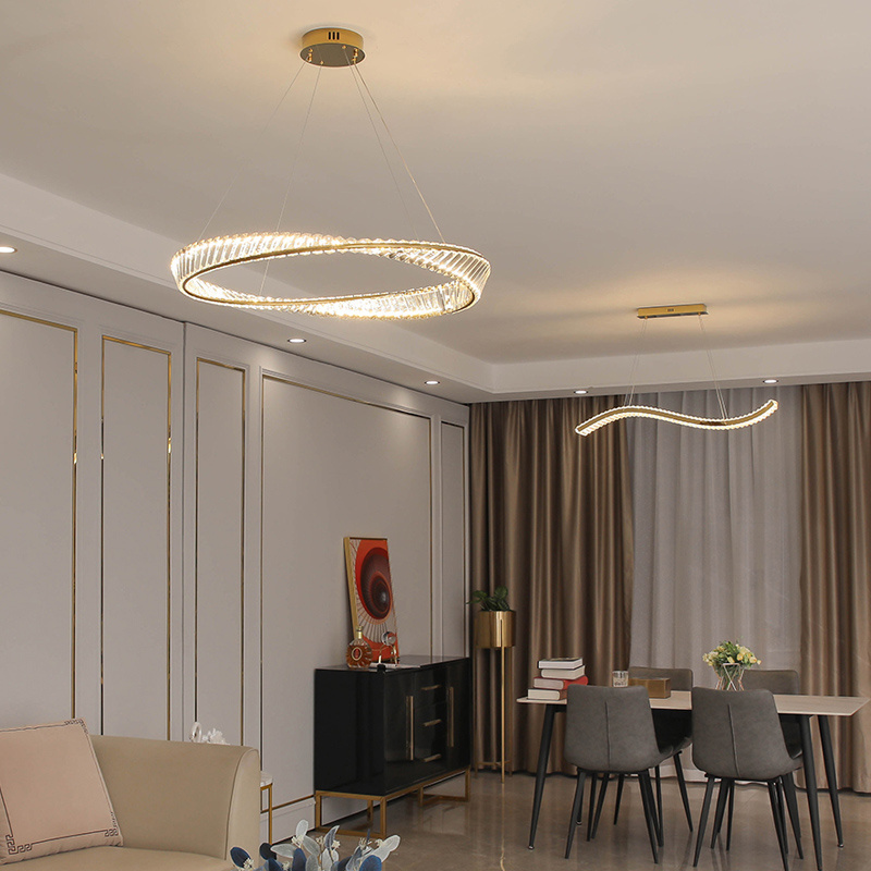 Modern light luxury crystal round bedroom simple creative postmodern personality living room dining room chandelier