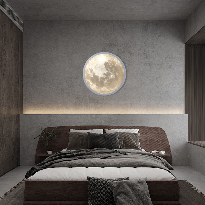 2022 New Living Room Bedroom Corridor Modern Creative Moon Earth Round Decorative Light LED Wall Light