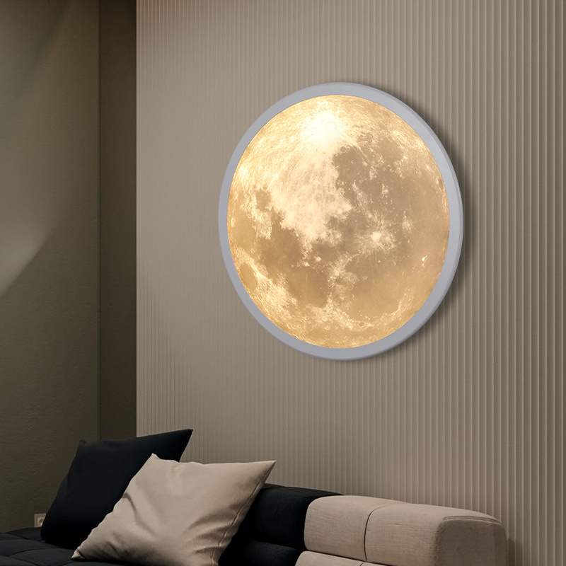 2022 New Living Room Bedroom Corridor Modern Creative Moon Earth Round Decorative Light LED Wall Light