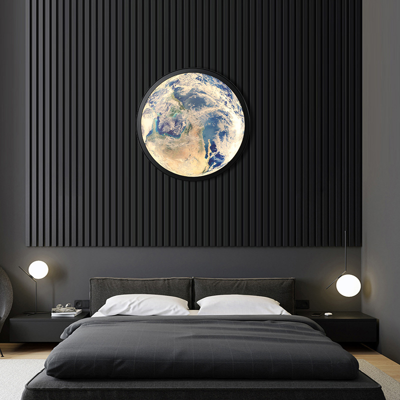 2022 New Living Room Bedroom Corridor Modern Creative Moon Earth Round Decorative Light LED Wall Light