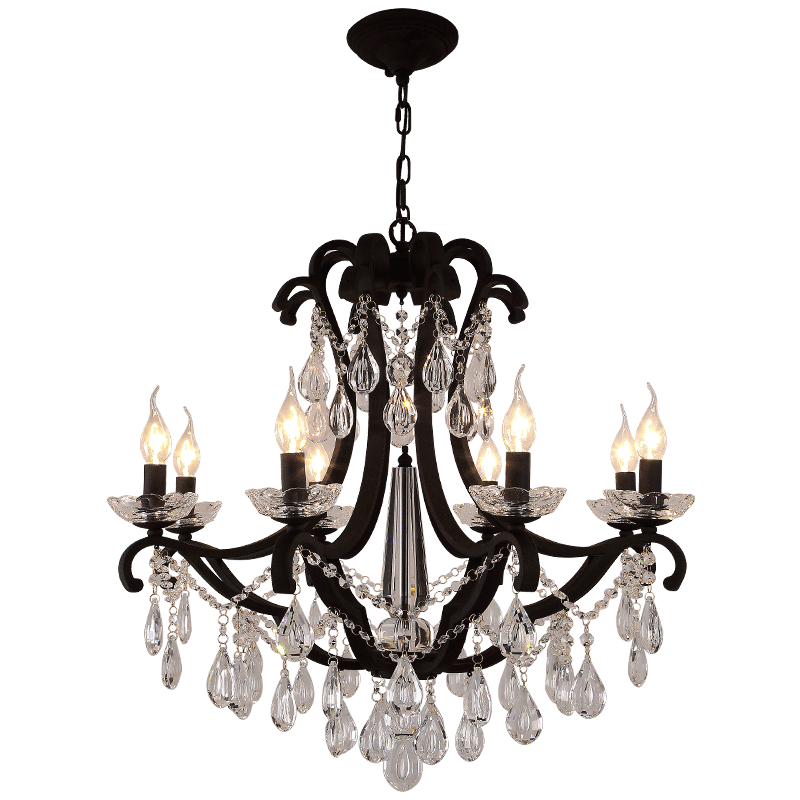 Rustic Chandelier LED Pendant Lamp For Living Room Dining Room Bedroom Kitchen Bar Table Black Crystal Hanging Light