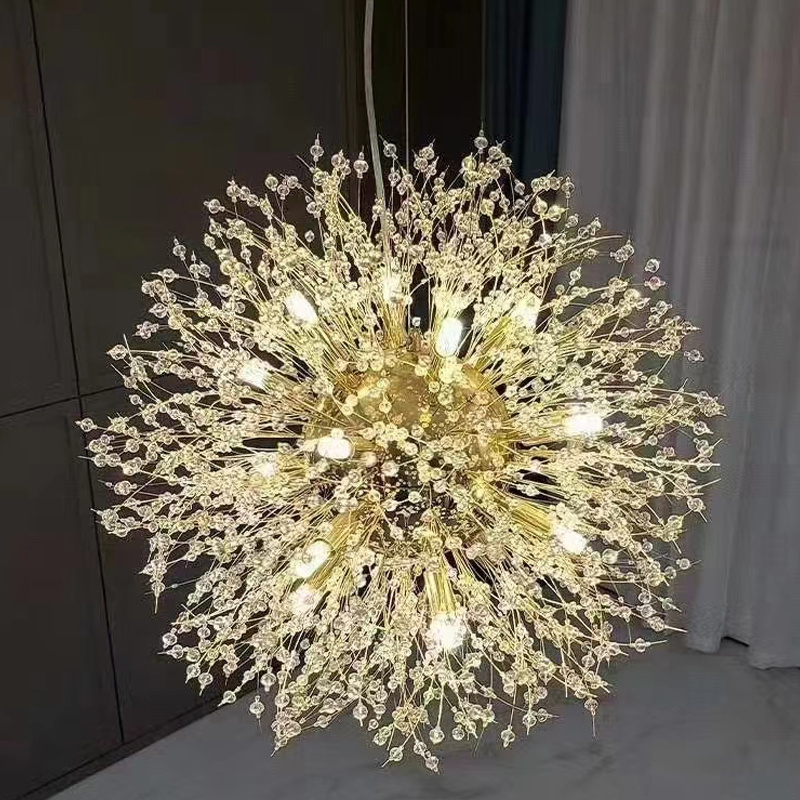 Modern Nordic Decorative Hanging Crystal Bulb Dandelion Living Dining Room Home Decoration LED Chandeliers Pendant Lights Luxury