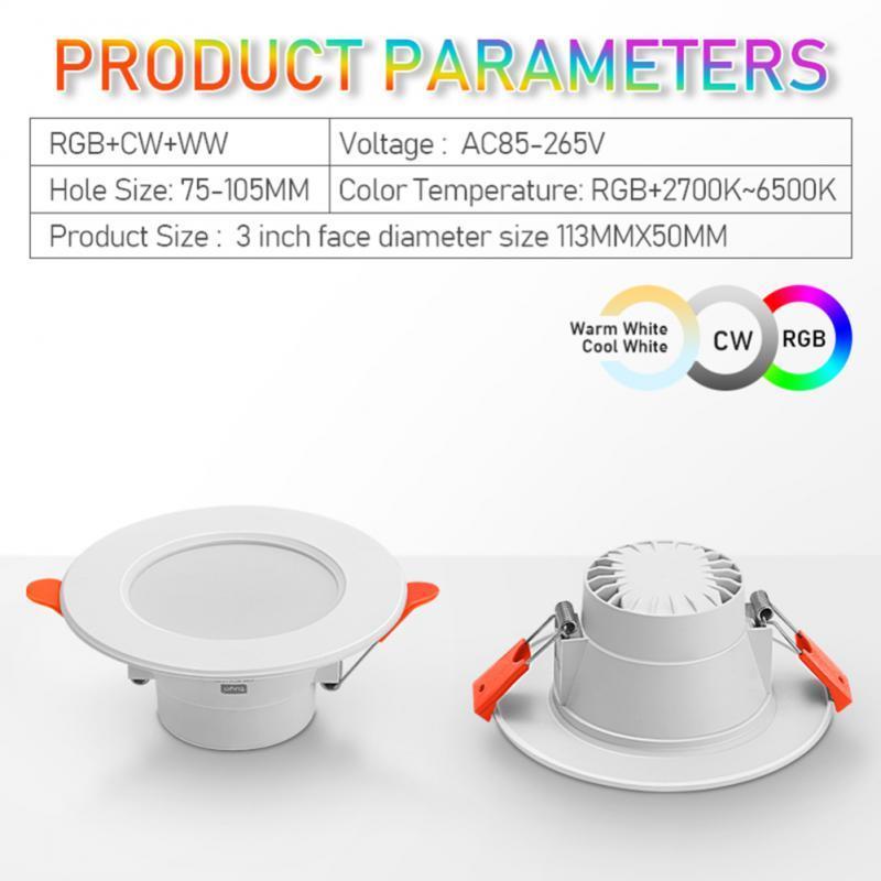 Ultra Slim Led Ceiling Lights 4 Inch 6w 600lm App Control Rgb Multi Colour And Warm White Smart Recessed Downlight