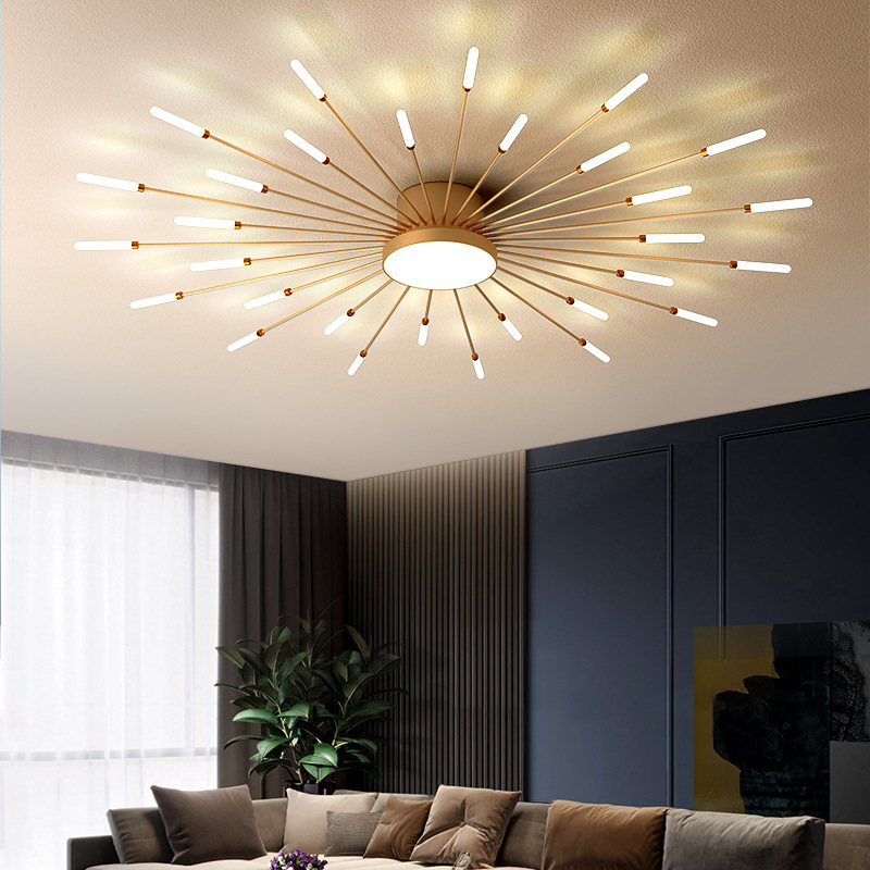 zhongshan Modern Fireworks Chandeliers For Living Room Bedroom Black Golden LED Ceiling Pendant Lights